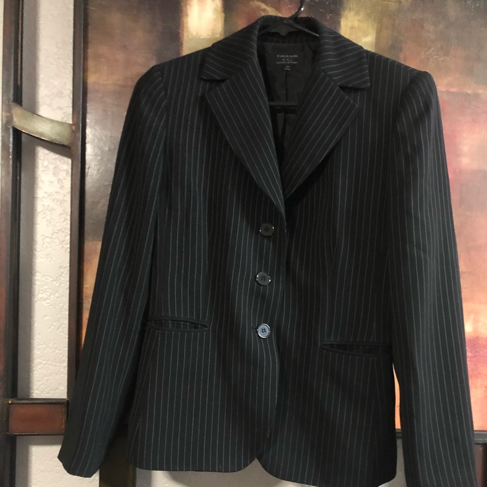 Tahari pinstriped skirt suit